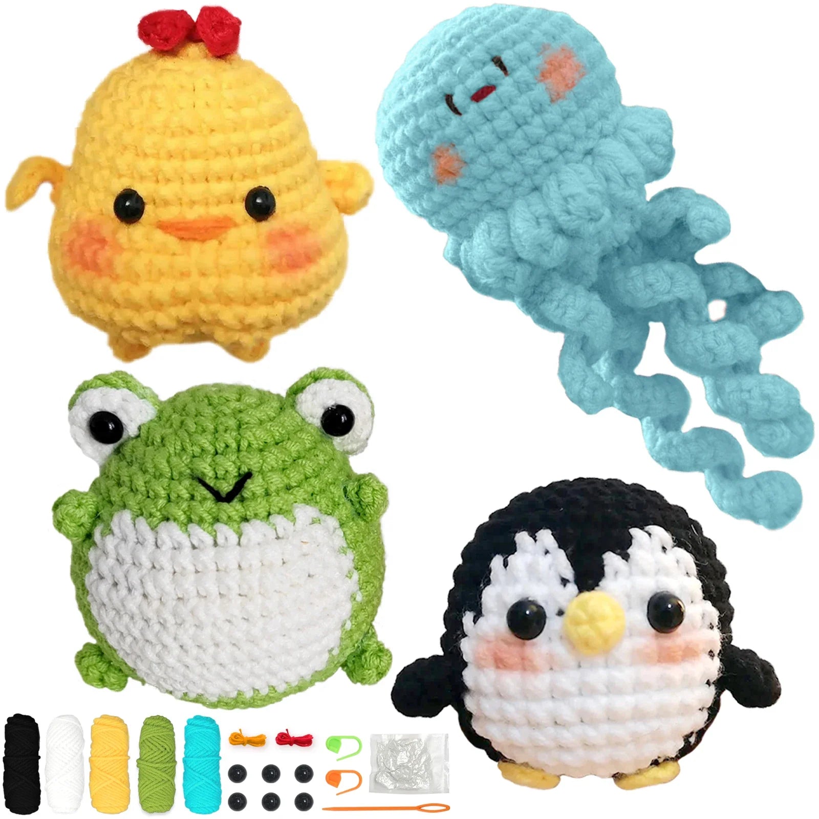 Animal Series Beginner Crochet Kit with Step-by-Step Guide