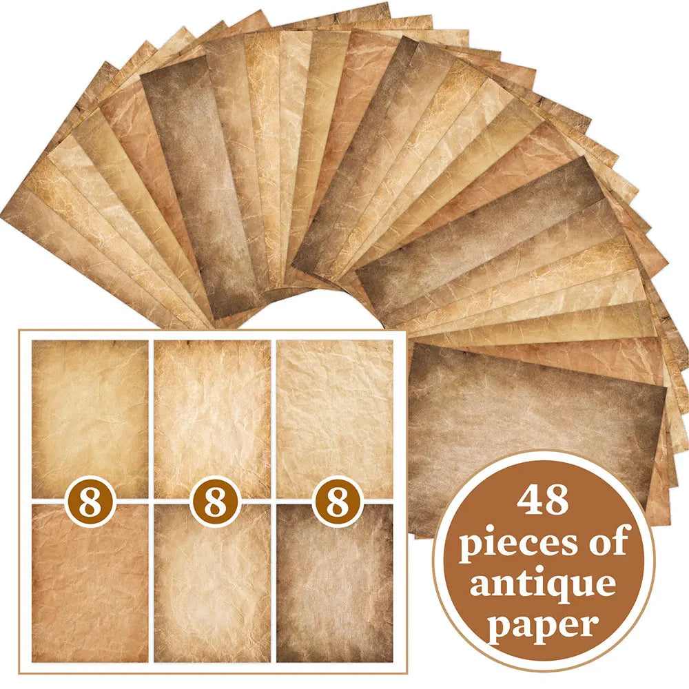 48-Sheet Vintage Scrapbook Paper A4 Retro Collage Craft Set