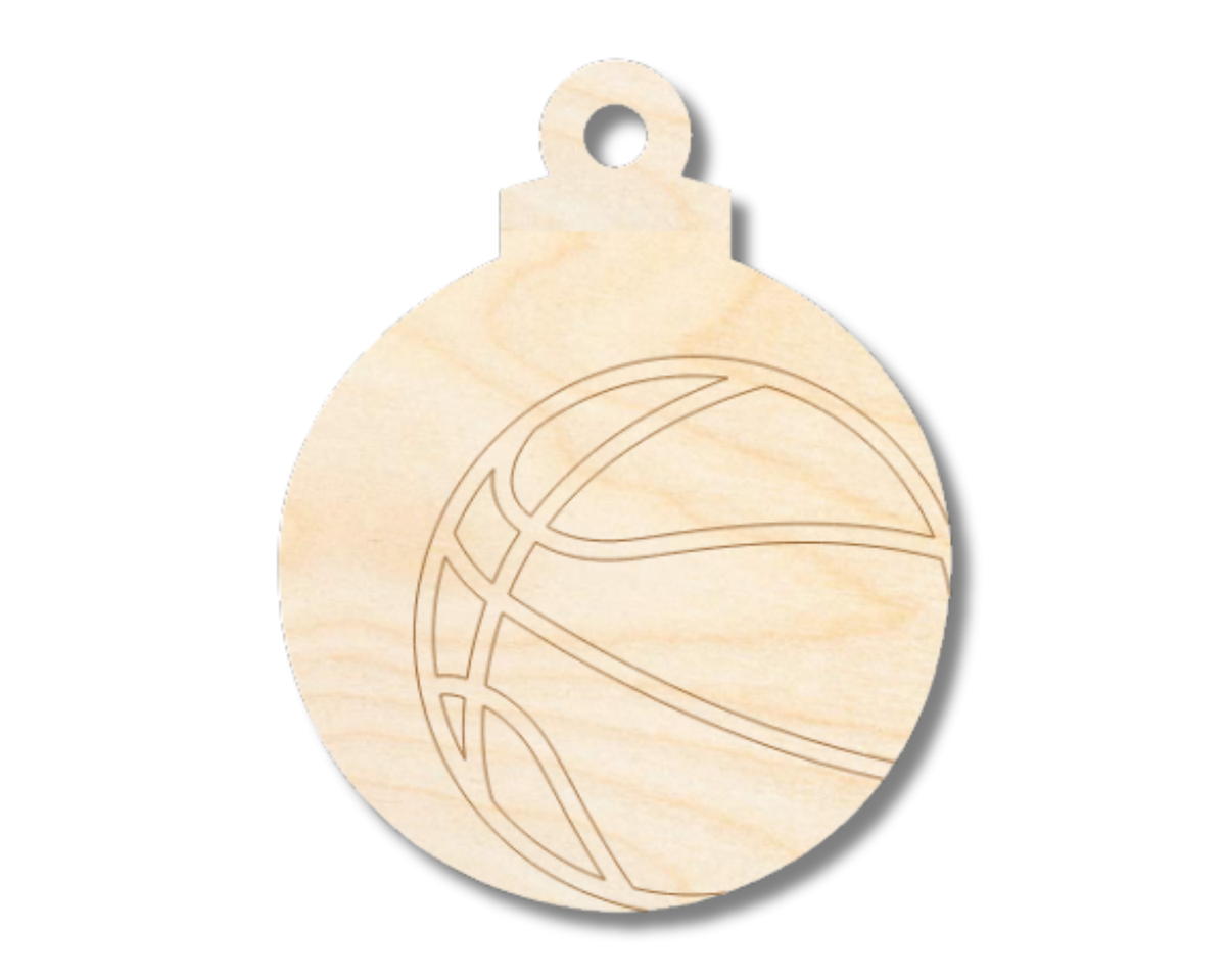 Unfinished Wood Etched Basketball Ornament Shape | Paint By Line Crafts | up to 30