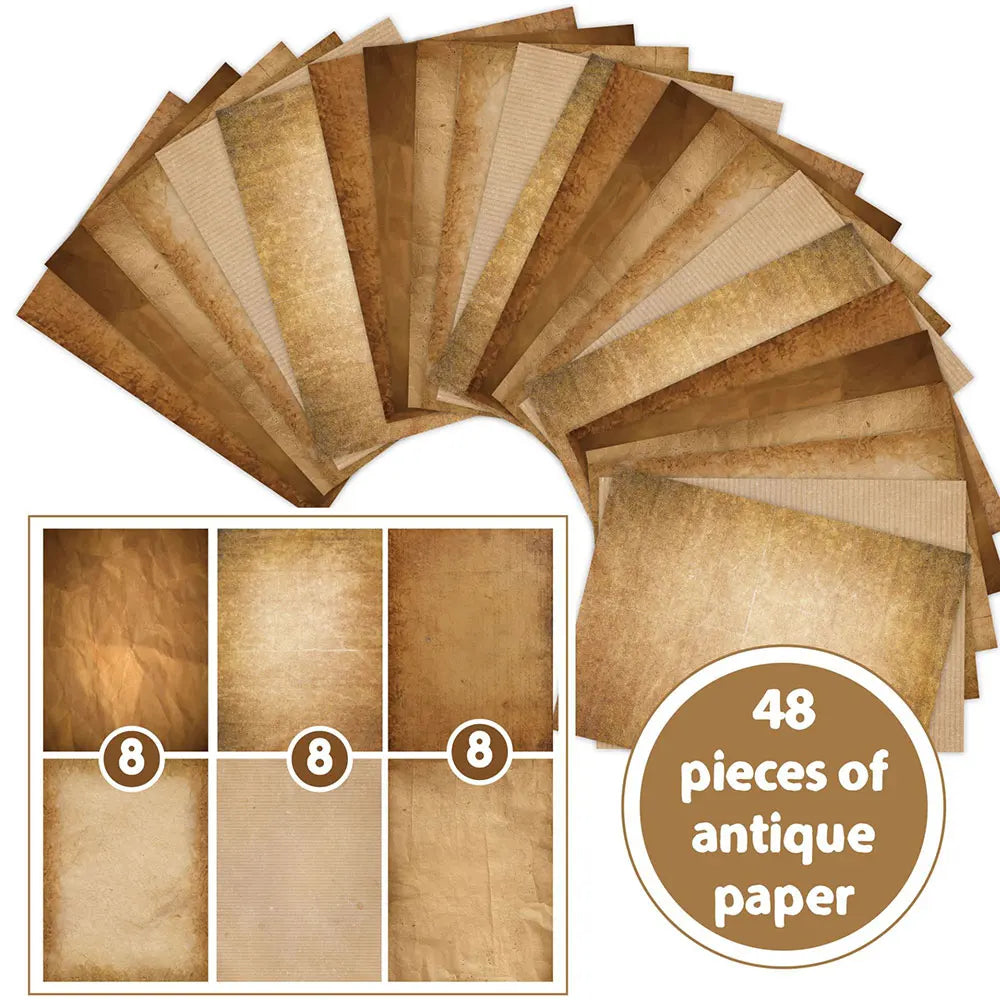 48-Sheet Vintage Scrapbook Paper A4 Retro Collage Craft Set
