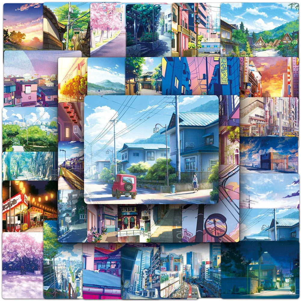 Anime Cartoon Landscape Waterproof Aesthetic Sticker Pack Assorted Designs