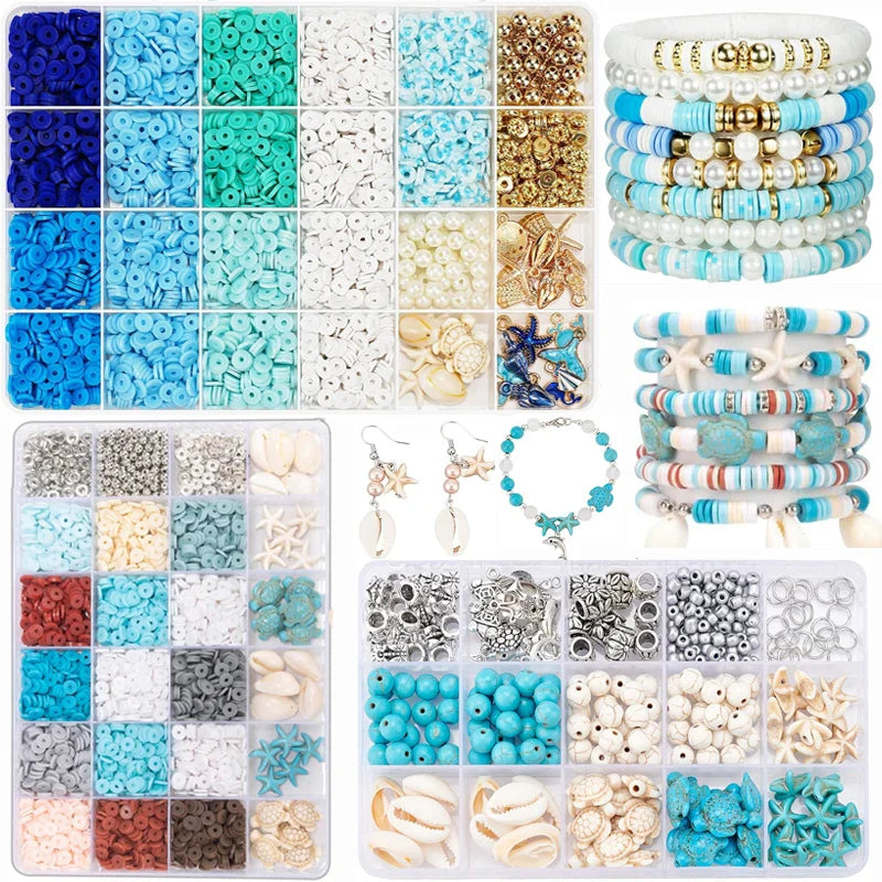 Ocean Summer Clay Beads Friendship Bracelet Making Kit DIY