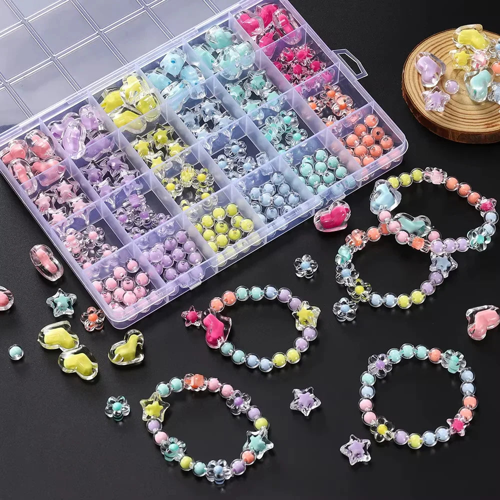 174PCS Acrylic Beads Kit for Bracelet Jewelry Making Crafts