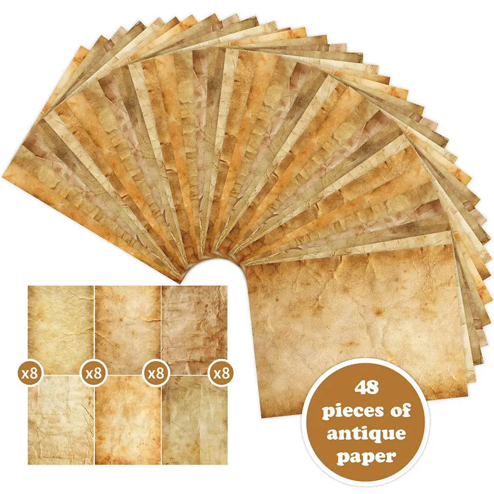 48-Sheet Vintage Scrapbook Paper A4 Retro Collage Craft Set