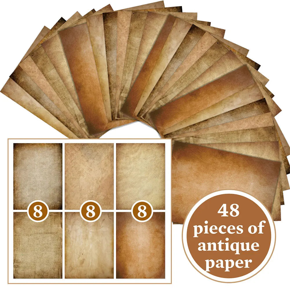 48-Sheet Vintage Scrapbook Paper A4 Retro Collage Craft Set