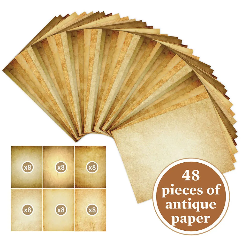 48-Sheet Vintage Scrapbook Paper A4 Retro Collage Craft Set