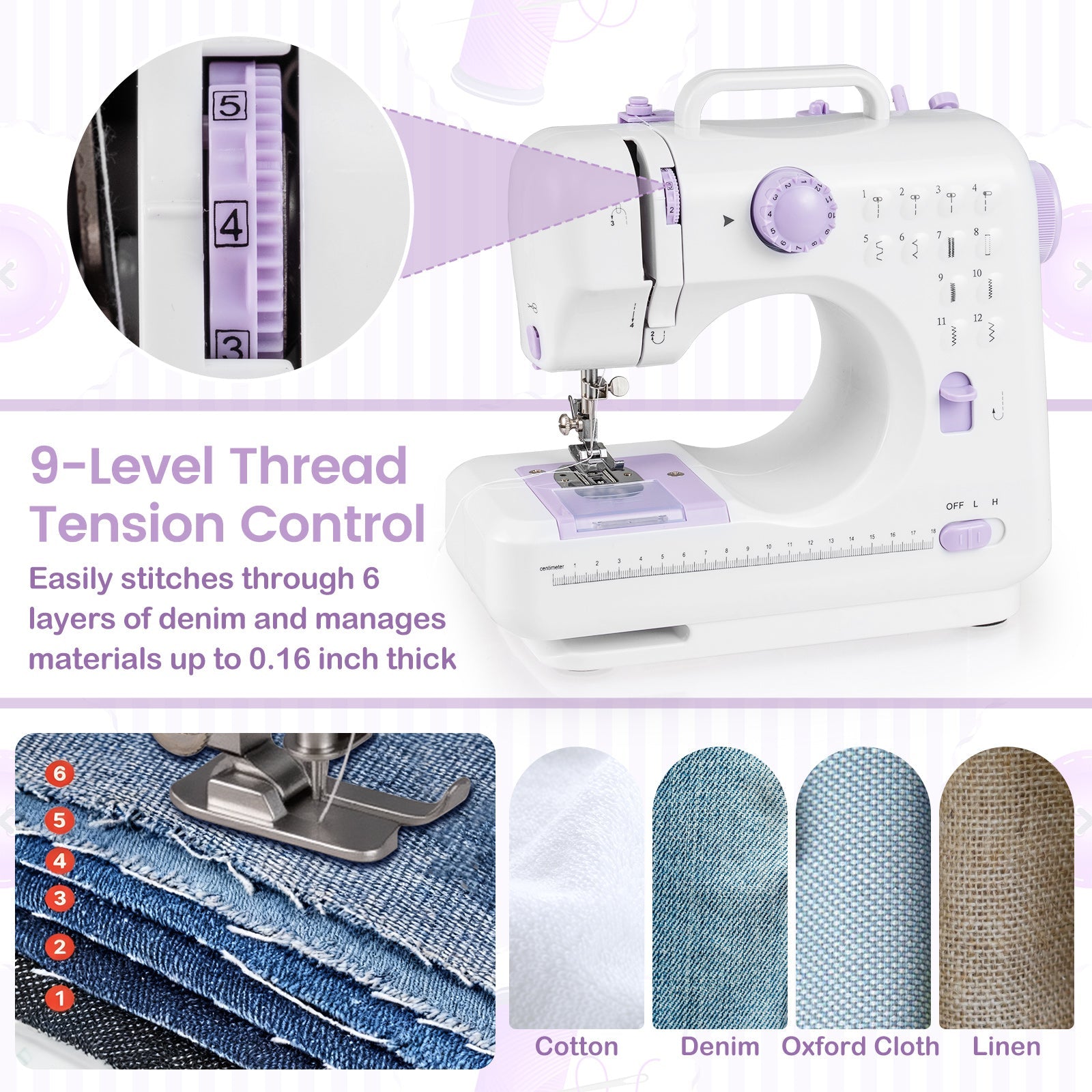 Beginner Mini Sewing Machine with 12 Built-In Stitches