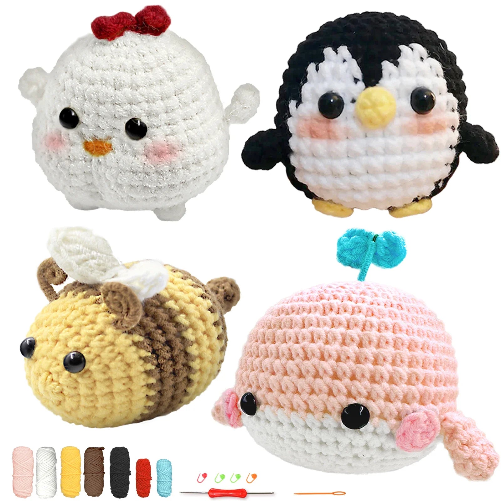 Animal Series Beginner Crochet Kit with Step-by-Step Guide