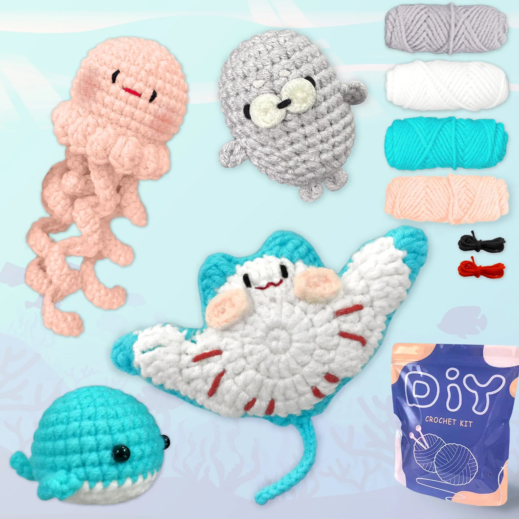 Animal Series Beginner Crochet Kit with Step-by-Step Guide
