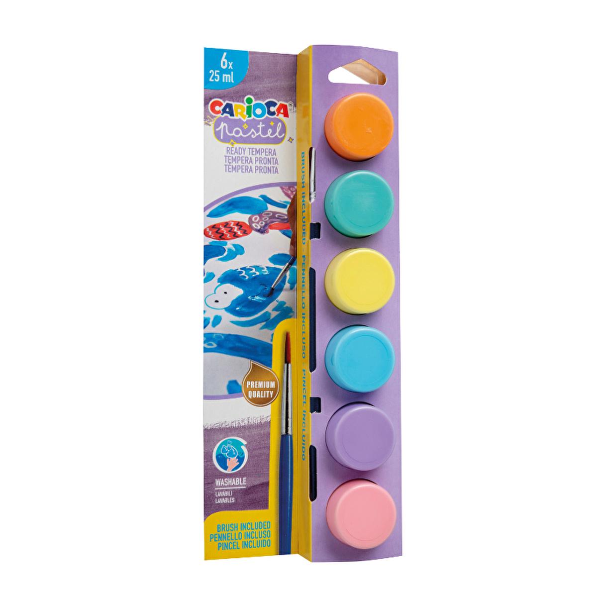 Carioca Washable Tempera Paint Set with Six Pastel Colors