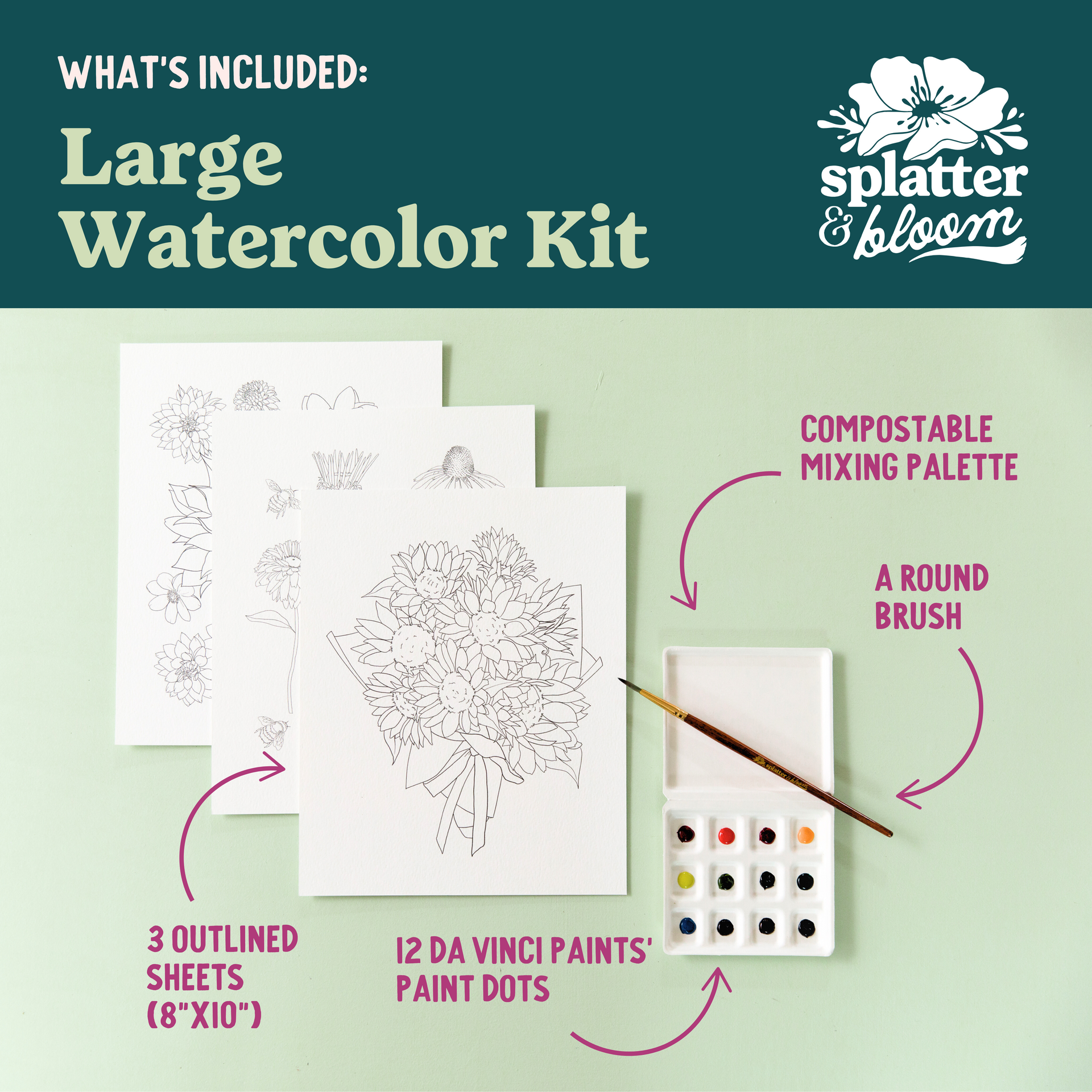 Fall Florals Watercolor Painting Kit - (Large)