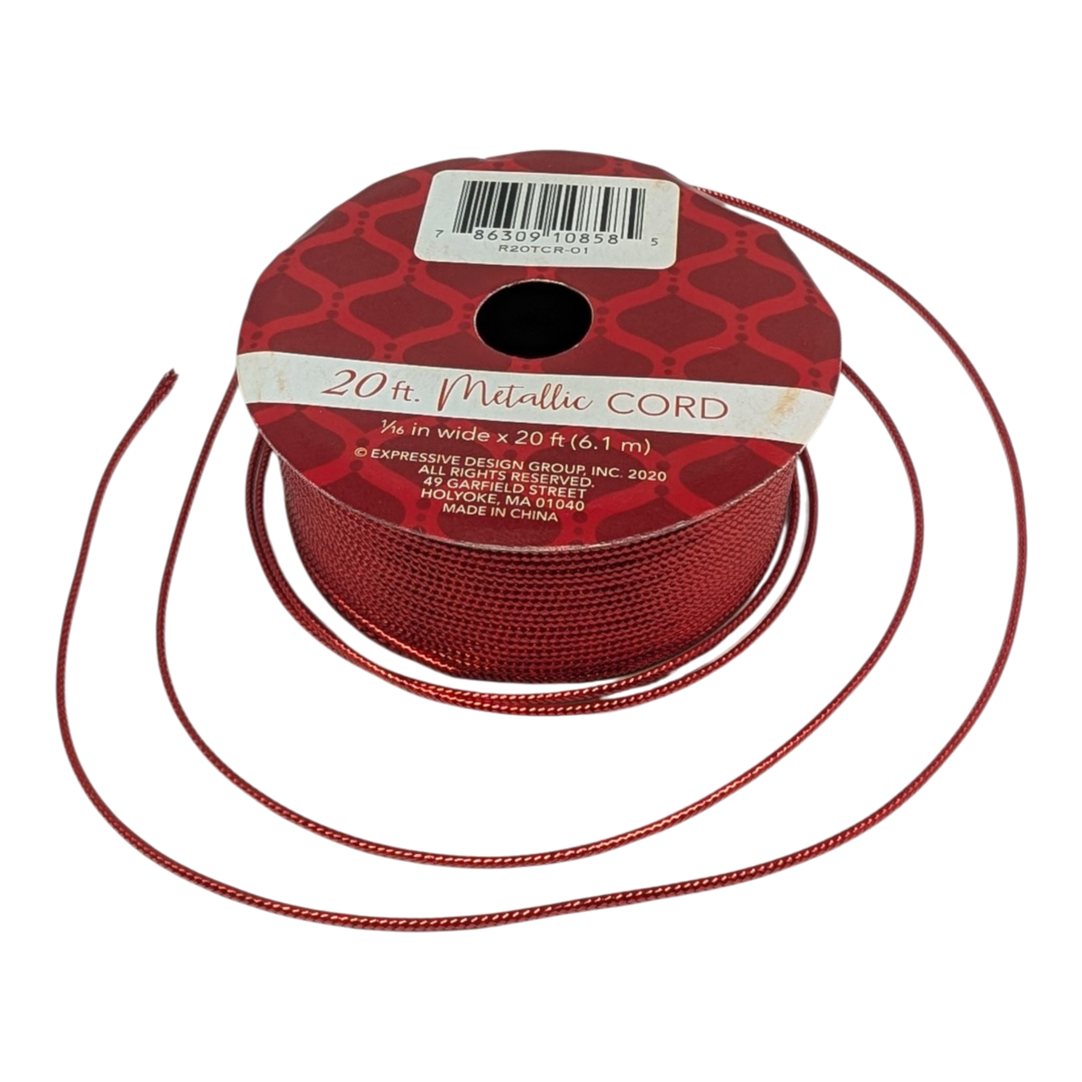 Metallic 20 Foot Wrapping Cord - Red