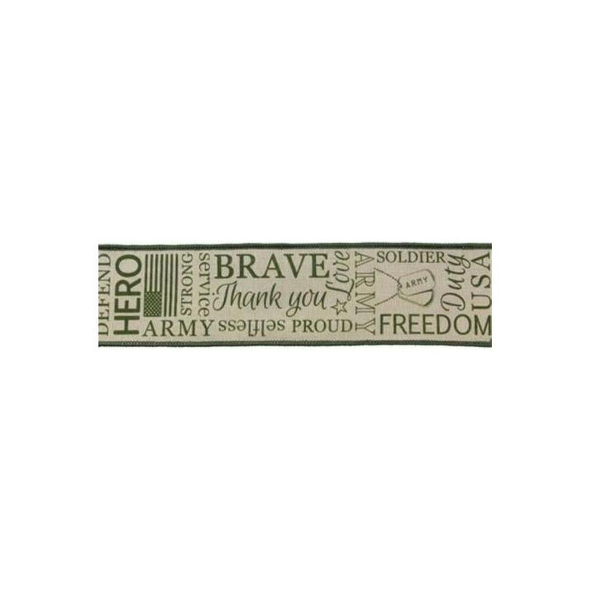 2.5" Army Ribbon: Army Green & Natural (10 Yards)