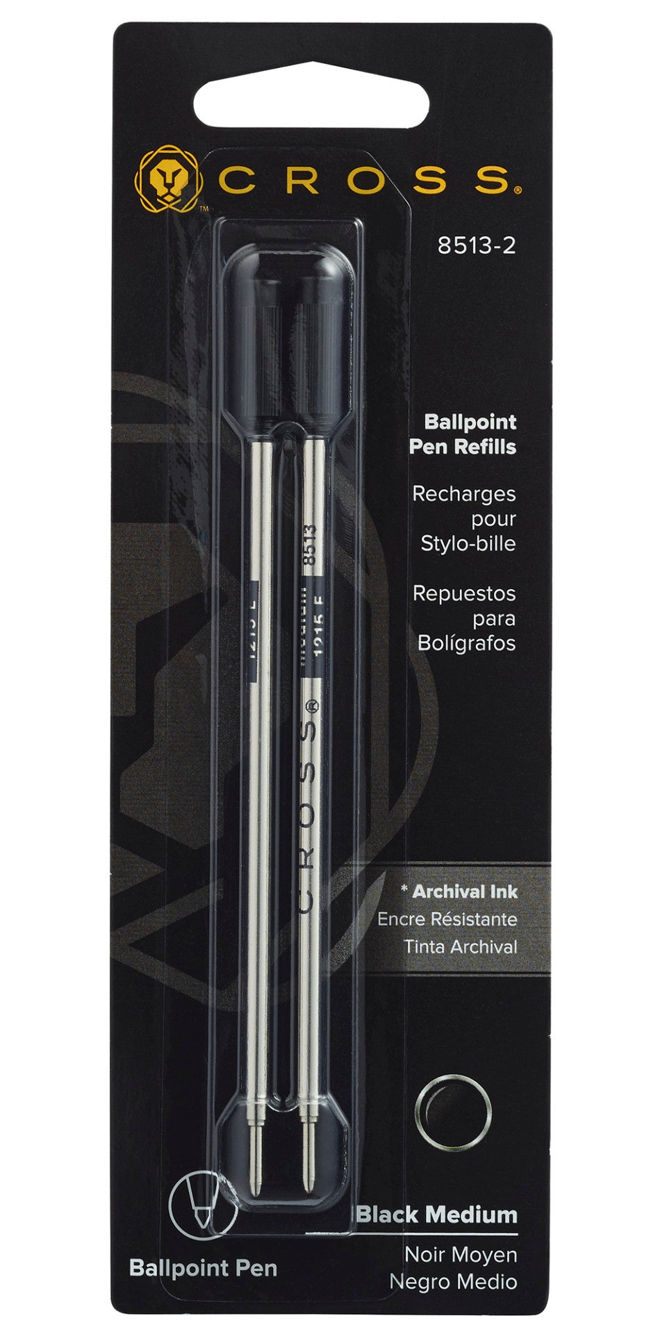 Black Medium Ballpoint Pen Refill Dual Pack Replacement Ink