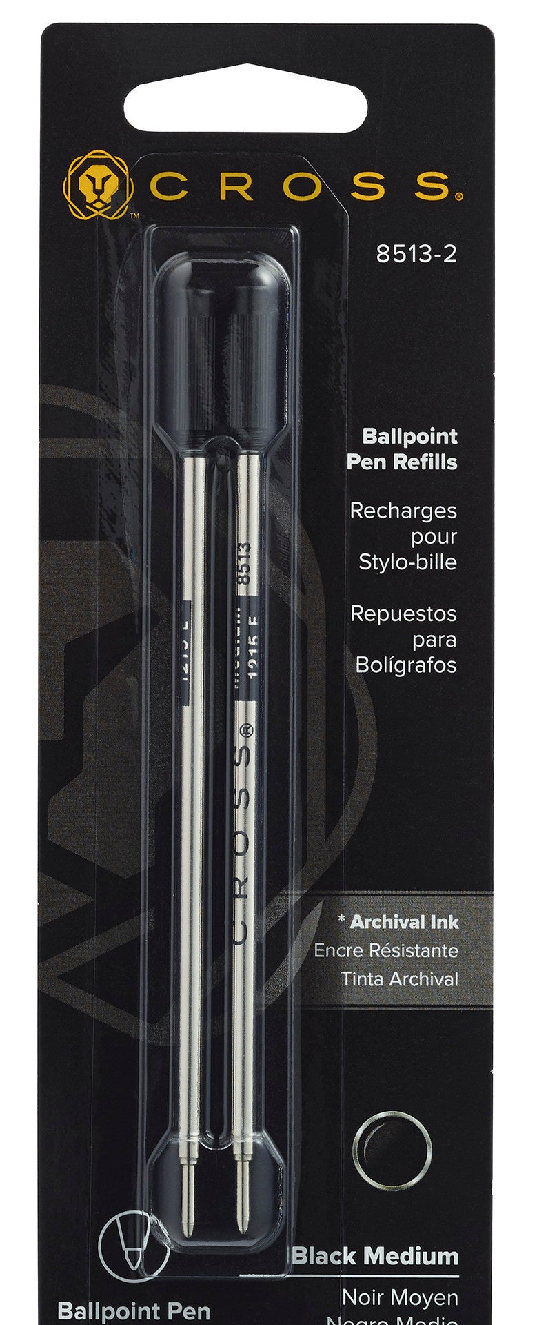 Black Medium Ballpoint Pen Refill Dual Pack Replacement Ink