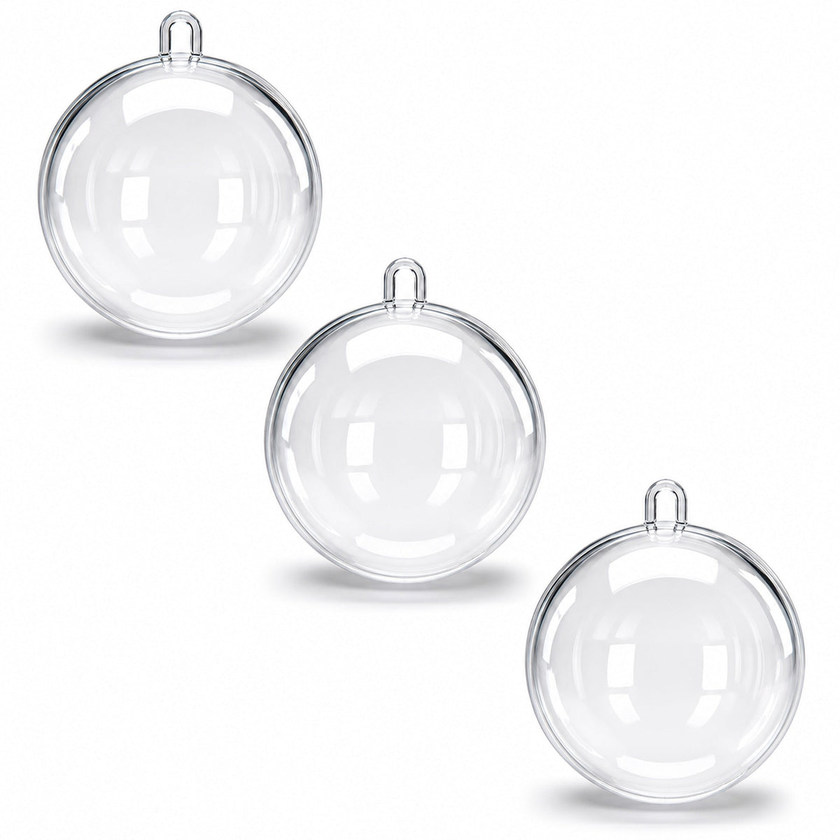 3.15-Inch Clear Plastic Fillable Christmas Ball Ornaments for DIY Projects: Set of 3