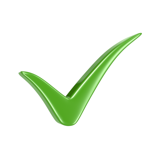 Green check mark on a white background