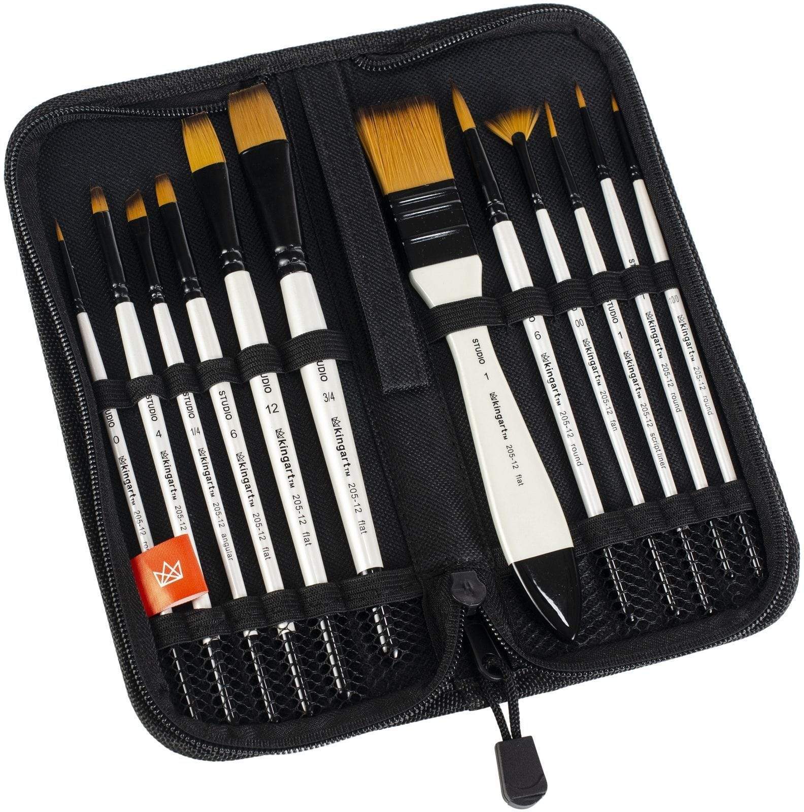 Studio Gold Nylon Paint Brush Set with Storage Case
