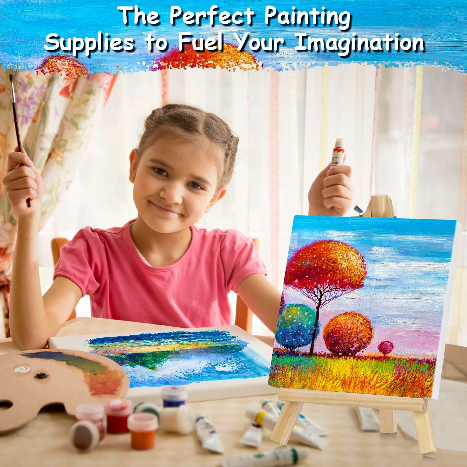 12PCS Mini Canvas and Easel Set for Painting Crafts