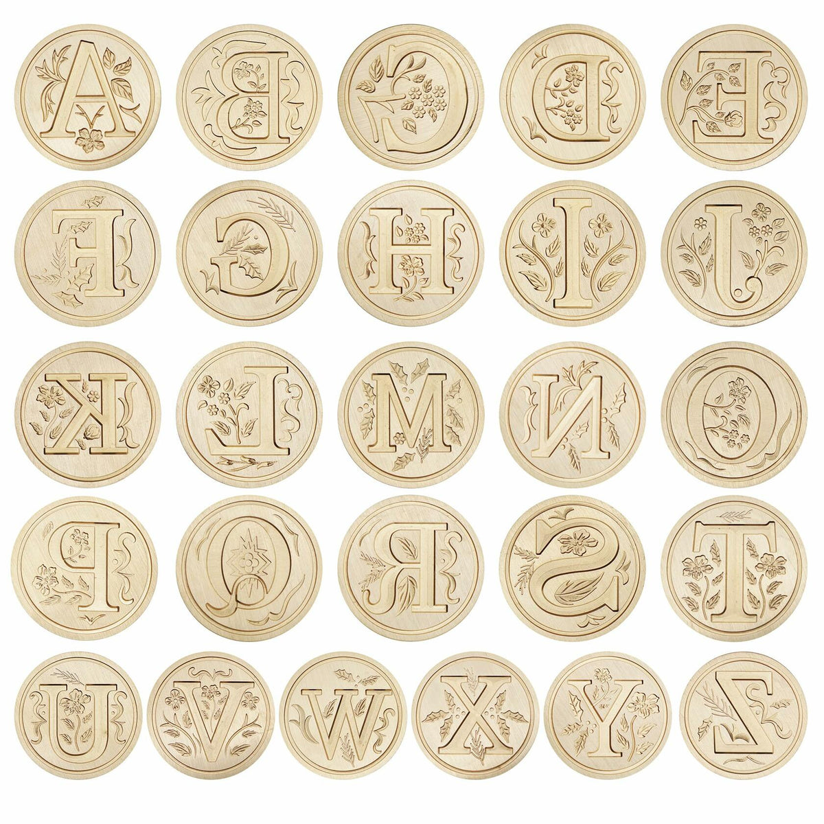QINGNING Alphabet Brass Wax Seal Stamps with Wood Handles Color W