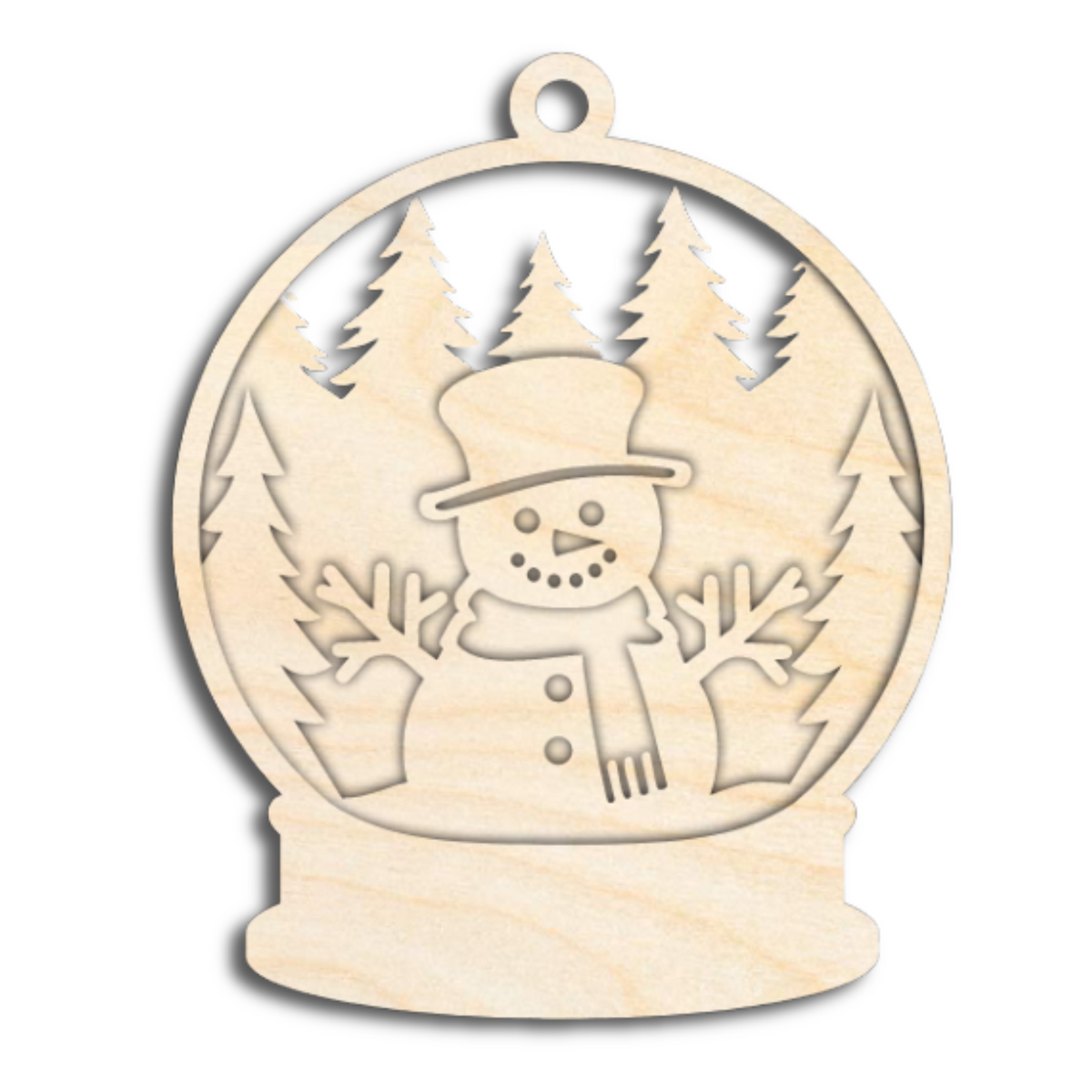 Unfinished Wood Layered Snow Globe Christmas Ornaments | 3 Piece | 5" Tall | 1/8" Wood | Wood Craft DIY
