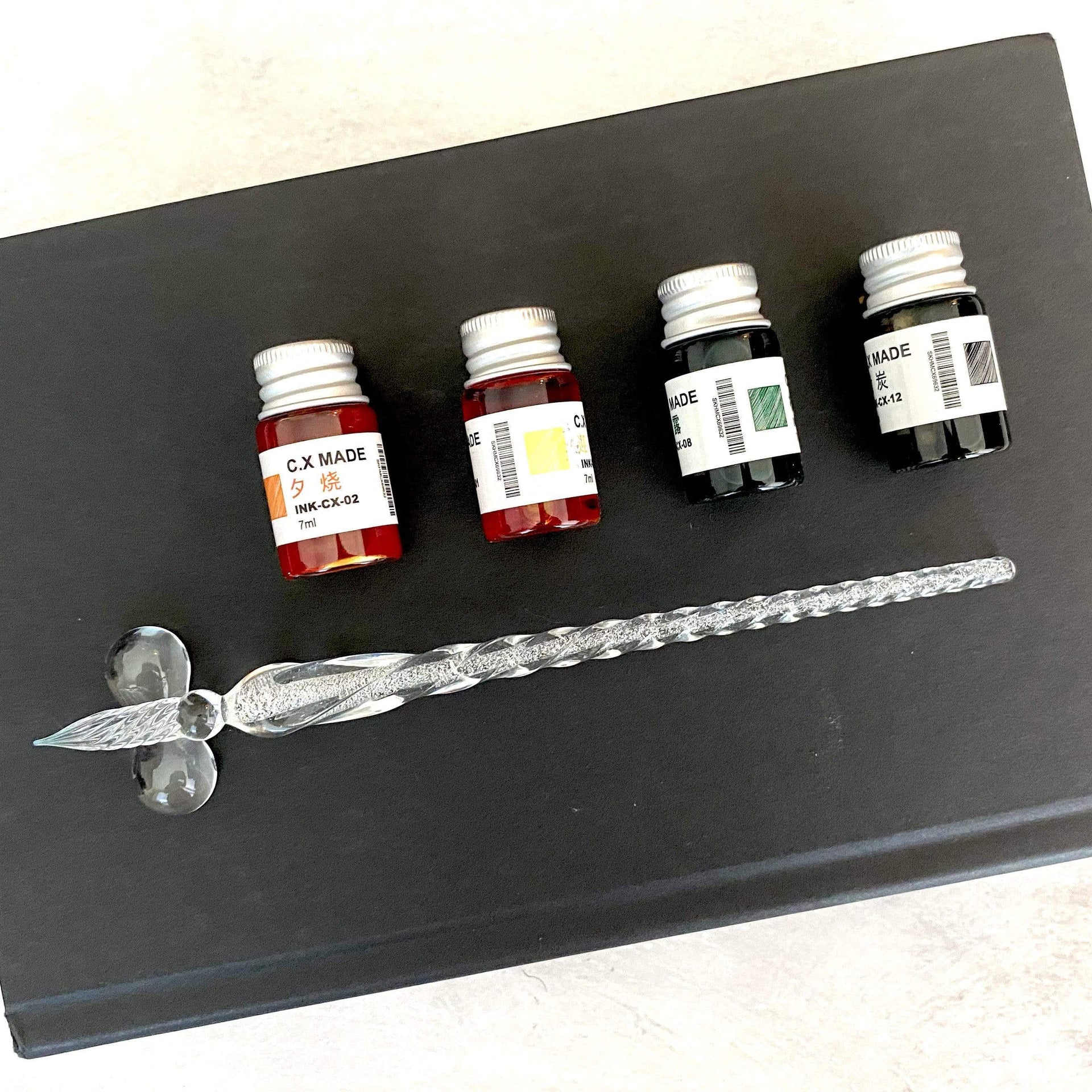 Hand-Blown Glass Dip Pen Set - Elegant Calligraphy & Writing