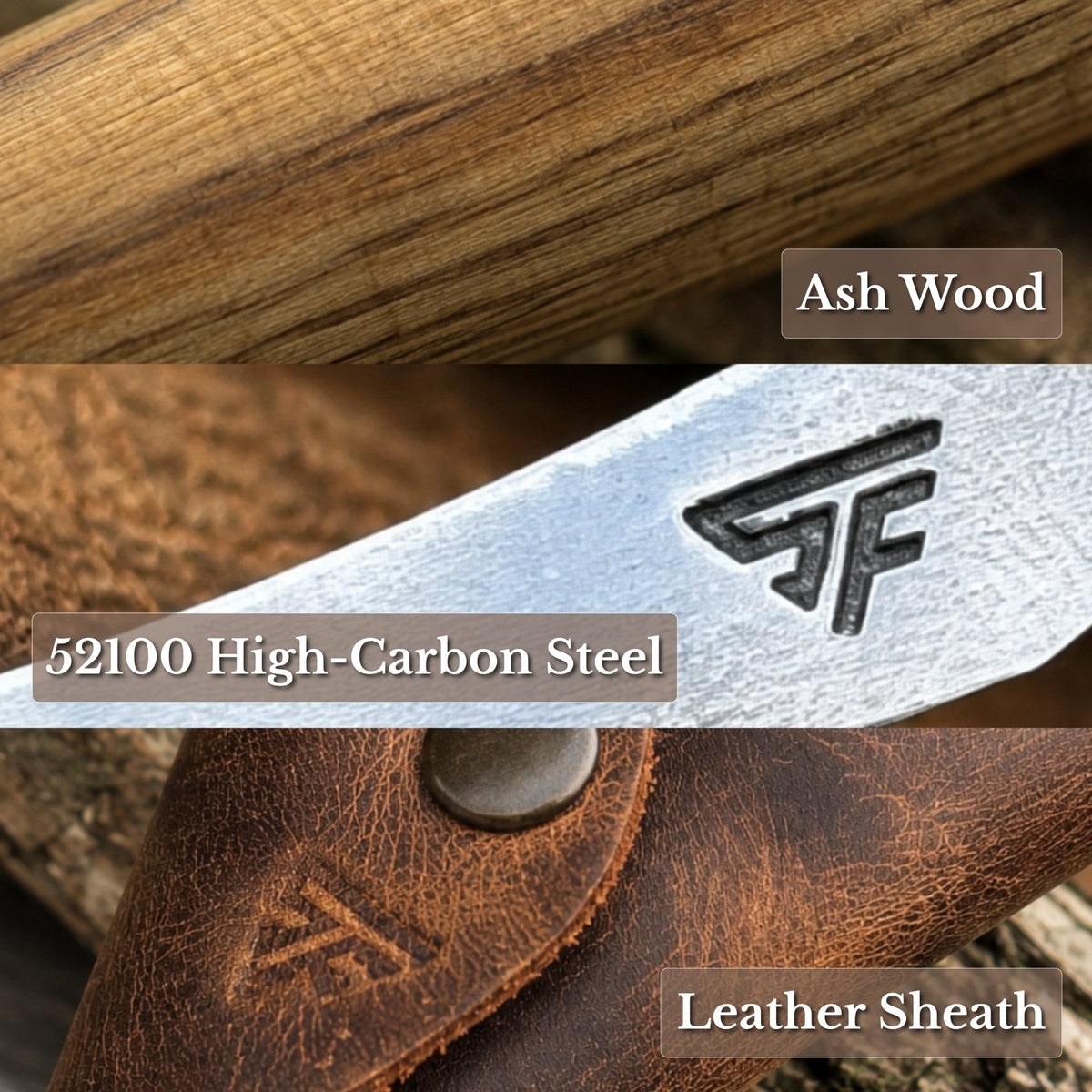 Spoon Carving Hook Knife with Leather Sheath, 4.5 cm (1.77 in)