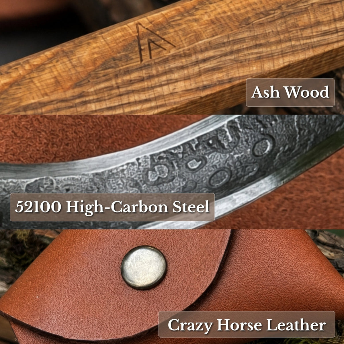 Spoon Carving Hook Knife with Leather Sheath, ⌀ 5.5 cm (2.16 inches)