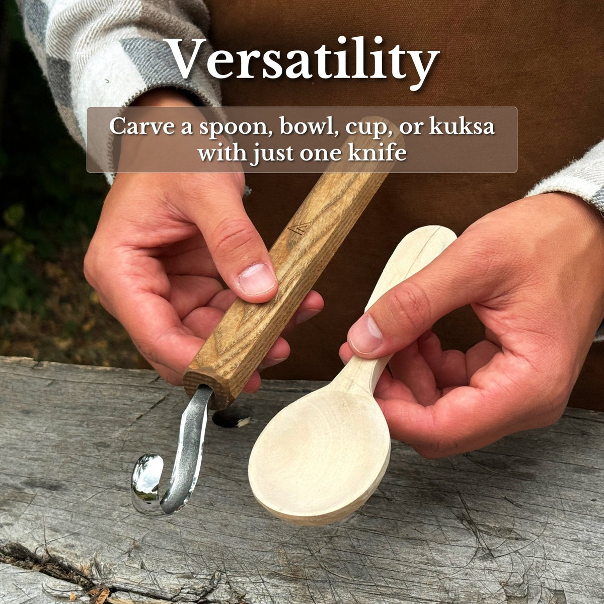 Spoon Carving Hook Knife with Leather Sheath, ⌀ 5.5 cm (2.16 inches)
