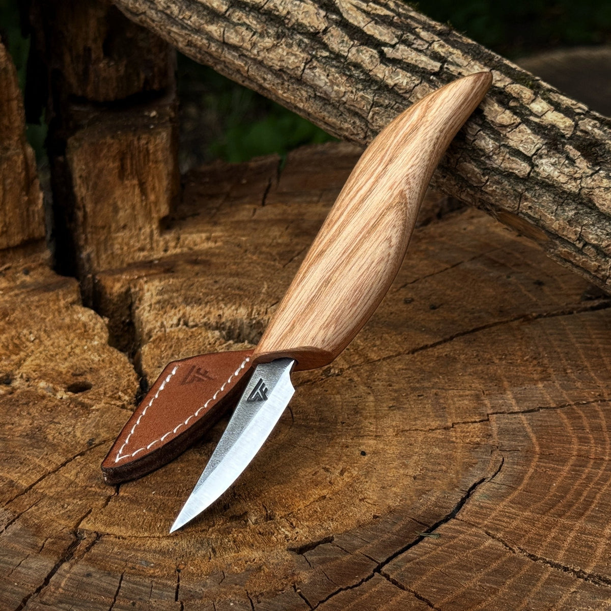 Whittling Sloyd Knife with Leather Sheath, 5.5 cm (2.16 inches)