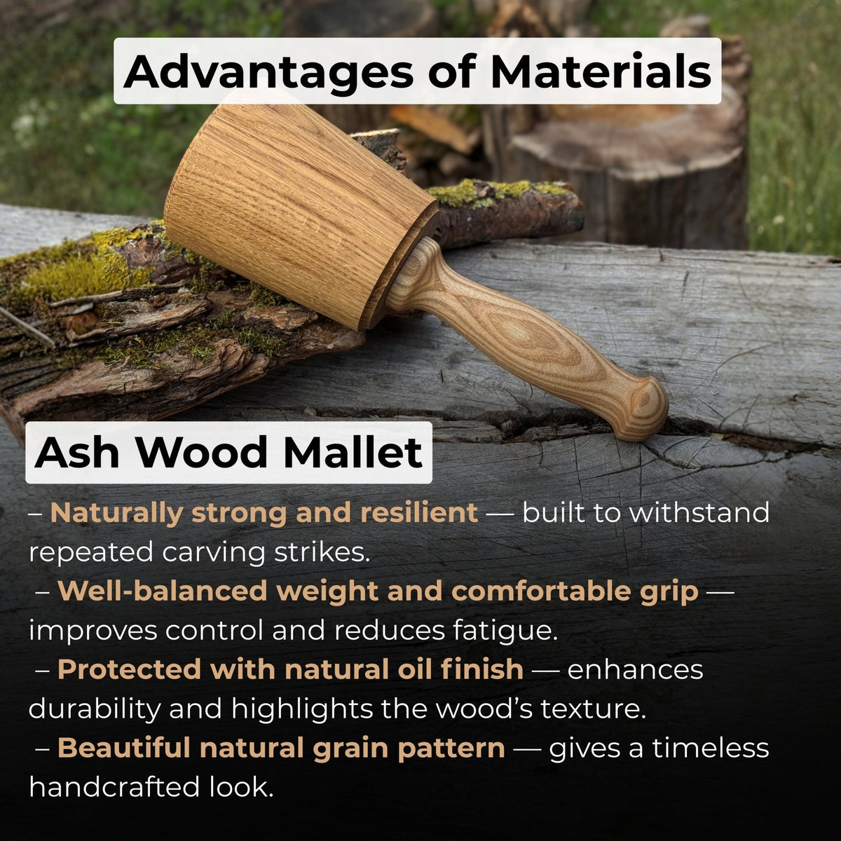Wooden Mallet 16.75 oz for Woodworking and Carving
